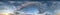 Seamless dark sunset sky hdri panorama 360 degrees angle view with beautiful clouds  with zenith for use in 3d graphics as sky