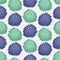 Seamless decorative elegant pattern with cute green and blue cartoon pom poms. Print for textile, wallpaper, covers, surface. For