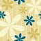 Seamless decorative vintage floral pattern with stripes and blue, golden yellow stylized flowers. For fabric, wallpaper