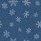 Seamless denim pattern with snowflakes on blue background