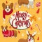 Seamless design of christmas corgi dog pattern
