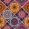 Seamless diagonal patchwork pattern in boho style with flower - mandalas