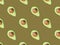 Seamless diagonal pattern of halved ripe avocados with pit on beige greenish background. Creative food backdrop for cooking oil