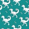 Seamless dino pattern with flower.