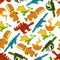 Seamless dinosaurs and prehistoric animals pattern