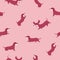 Seamless dog pattern with dachshund in different poses, runs, walks and sits.