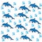 Seamless dolphin simple color vector design