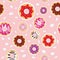 Seamless donuts pattern with pink background vector design