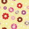 Seamless donuts pattern with yellow background design