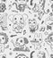 Seamless doodle animal music band pattern backgrou