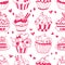 Seamless doodle cake pattern