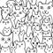 Seamless doodle cats lineart background