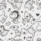 Seamless doodle dinosaur pattern