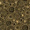 Seamless doodle floral folk pattern with gold glitter flowers on black background