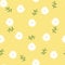 Seamless doodle hand drawing daisy flower with leaf repeat pattern in yellow background