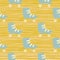 Seamless doodle patten with stylized blue roller shoes. Yellow stripped background. Sporty artwork
