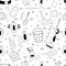 Seamless doodle pattern of cleaning