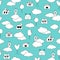 Seamless doodle pattern with fanny characters