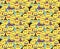 Seamless doodle pattern with fun positive emoticon expressions. Smile, wink, angel, surprised, in love, laugh smileys included