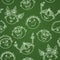 Seamless doodle smiling kids faces on chalkboard