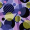 Seamless dotted circles colorful pattern, stripped round shapes