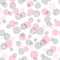 Seamless dotted pattern with pink and gray circles