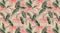 Seamless earthy colour exotic Hawaiian pattern. Tropical design for web and print. Strelitzia flowers, beige, red and