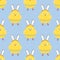 Seamless Easter chicken pattern. Vector background with cute chick