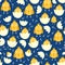 Seamless easter pattern background with chicks in eggs graphic holiday design cartoon chicken bird vector illustration