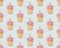 Seamless Easter pattern. Easter cake or Easter sweet bread or Paska. Hand drawn background in . Food icon. Cartoon sweet