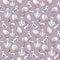 Seamless easter pattern white rabbits and eggs on a lilac background