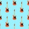 Seamless electric guitar pattern on light blue background .Music instrument. Flat design Vector Illustration