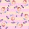 Seamless elegance pattern with beautiful flowers and little berries against gentle striped background