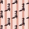 Seamless elegance women accessories doodle pattern with simple black boots silhouettes. Striped background