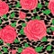 Seamless elegant vintage floral pattern over leopard skin background. Rose flowers, fusion. d vector illustration.