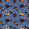 Seamless endless Christmas and Happy New Year pattern with cookies, cakes,brownies and candy canes on blue background