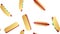 Seamless endless pattern of assorted delicious satisfying hot hot dogs, fast food on a white background. Texture