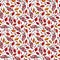 Seamless Endless Pattern of Barberry Leaves and Berries. Red, Orange and Yellow. Autumn or Fall Harvest Collection. Realistic Hand