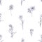 Seamless engraved floral pattern, repeating print. Vintage outlined black and white background, endless botanical