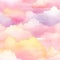 Seamless, ethereal pink and yellow dream cloud sky. Repeating pattern tile