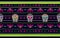 Seamless ethnic mexican fabric border pattern with colorful stripes and Catrina`s skull.