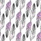 Seamless ethnic pattern with hand drawn cute feathers. Vector background. Use for wallpaper, textile, pattern fills, packaging des