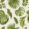 Seamless exotic pattern with tropical leaves.