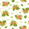 Seamless exotic pattern with tropical leaves and flowers on a white background. Hibiscus, palm. Vector illustration