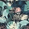 Seamless exotic pattern with tropical plants and artistic background