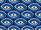 Seamless eye pattern. Impossible figure. Blue and white eyes with contour.