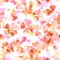 Seamless fabric layered pattern of blurred pink â€“ orange flowers on a white background