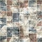 Seamless faded grungy mosaic of palm leaves in rectangles