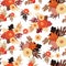 Seamless fall flower pattern on white background. Autumn flower