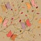 Seamless fall pattern with butterflies